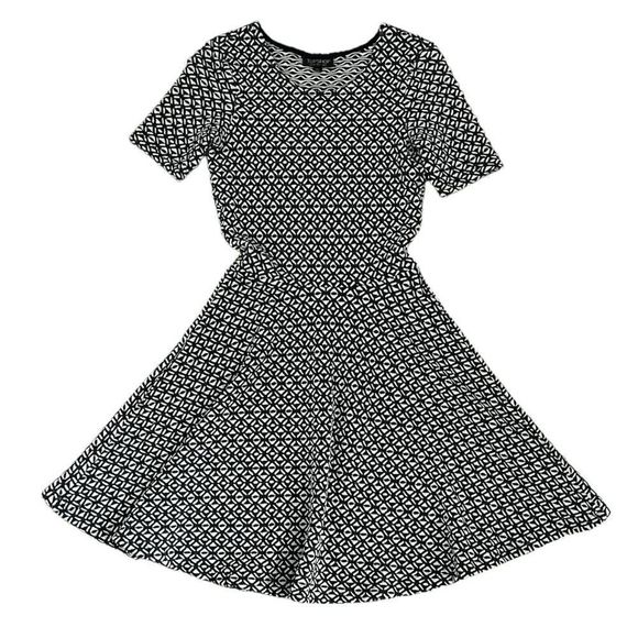 Top Shop Women's Size 2 Knit Stretch Fit Flare Dress Blue White EUC - Picture 5 of 6